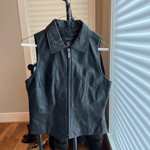 SOLD Croft & barrow leather zip up vest w collar